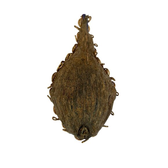 Vintage Handmade Milkweed Angel Ornament Purple & Gold Teardrop Design With Star - Picture 4 of 6